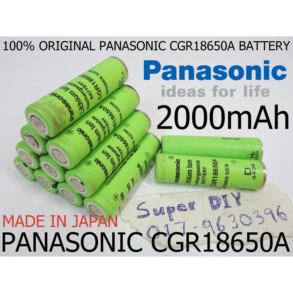Panasonic CGR18650A 3.7V 2000mAh Liion Rechargeable LED flash Battery