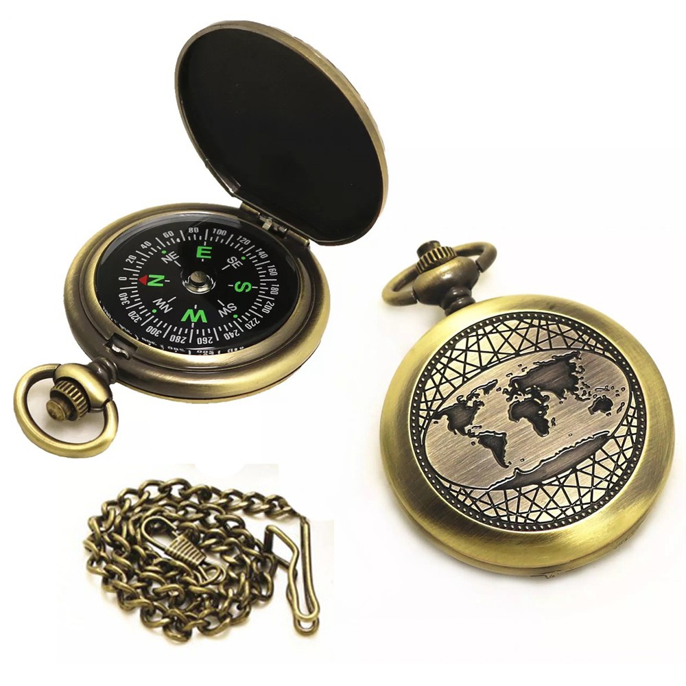 Pocket Watch Sweater Chain Retro Fob Pocket Watch Mapping Compass Antique Shopee Malaysia
