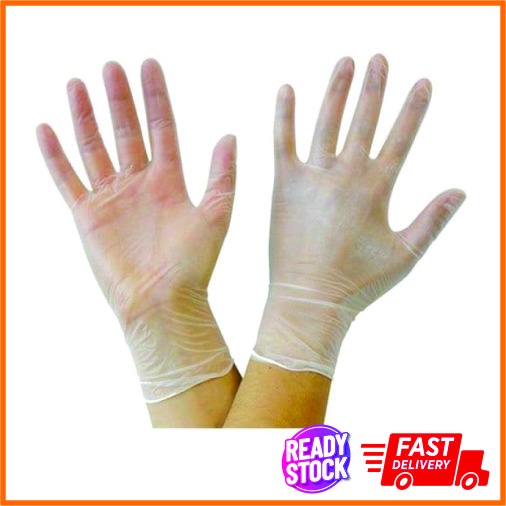 [READY STOCK]100pcs Food Grade Vinyl Disposable Gloves Powder Free