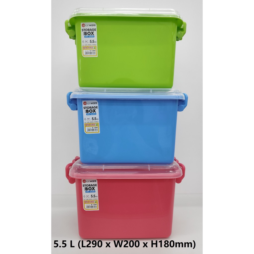 5.5Ltr Plastic Storage Box With Cover and Handle /Bekas Plastik