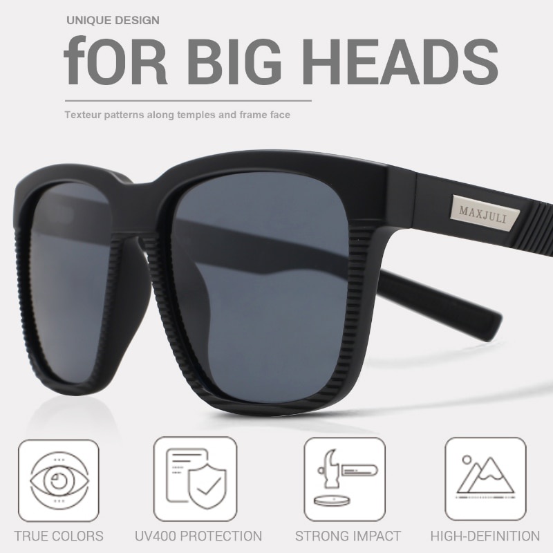 Square Over Sized Polarized Sunglasses for Big Heads Men Retro Vintage Sun Glasses UV Protection