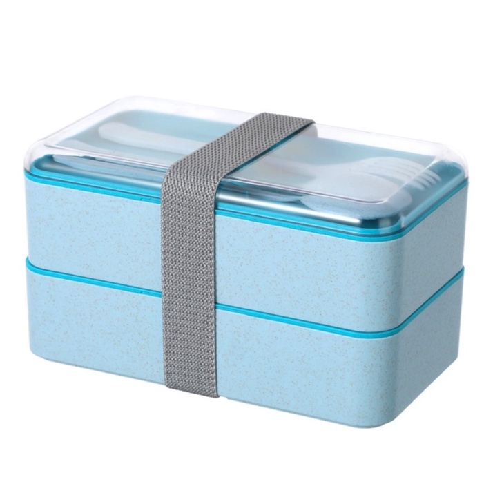 Miniso Wheat Straw Bento Box with Double Clips Double Layer Lunch Boxes