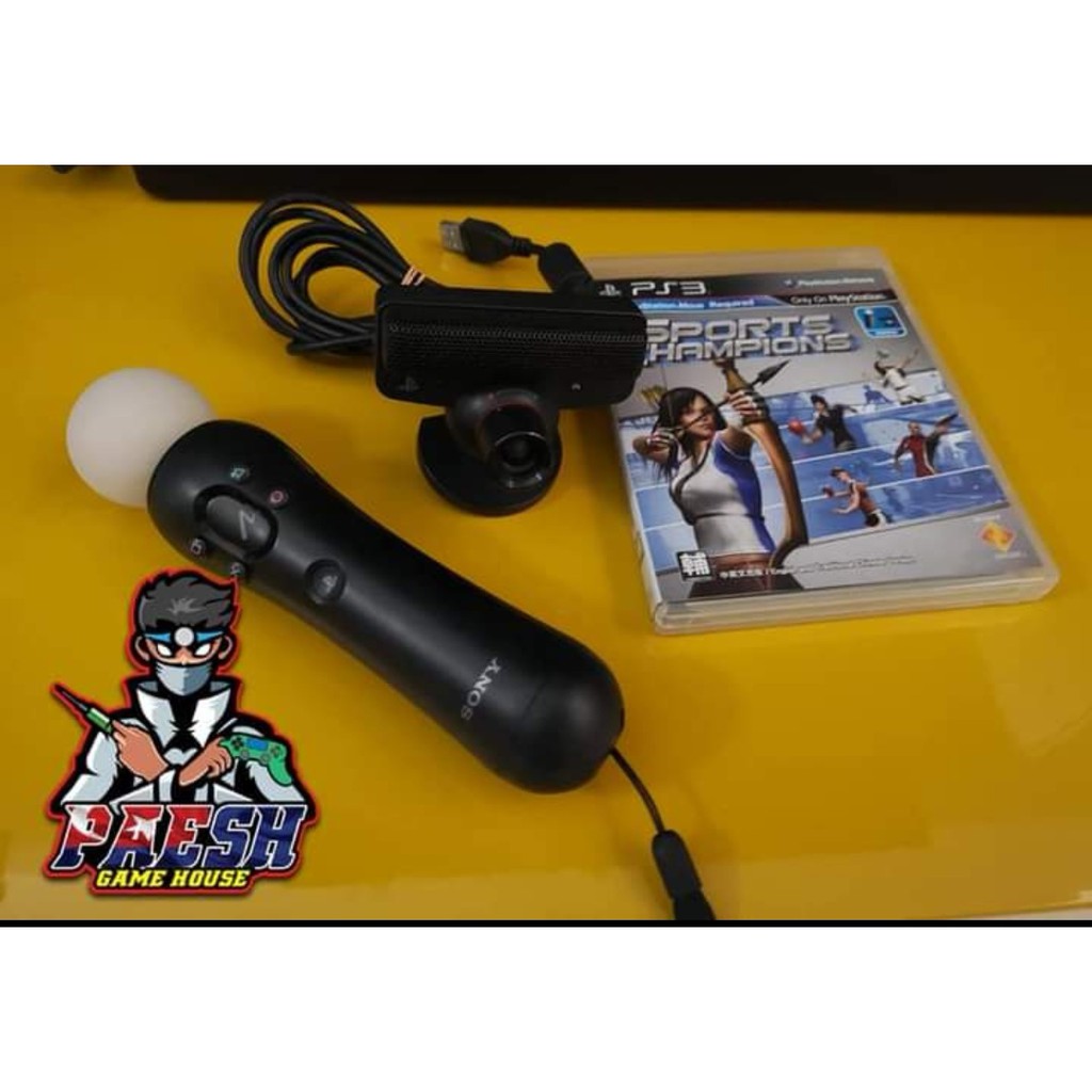 PS3 MOVE MOTION CONTROLLER AND EYE CAMERA WITH GAMES **USED ITEM