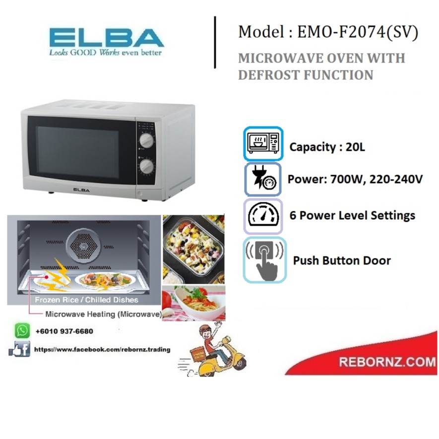 Elba Microwave Oven EMOF2074(SV) Shopee Malaysia