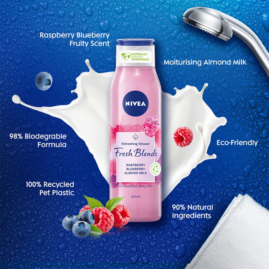 Nivea Fresh Blend Refreshing Shower Gel Raspberry Blueberry 300ml