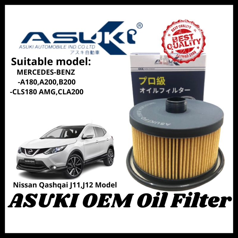 ASUKI Oil Filter Nissan Qashqai J11,J12 Juke F15,16 Mercedes Benz A180