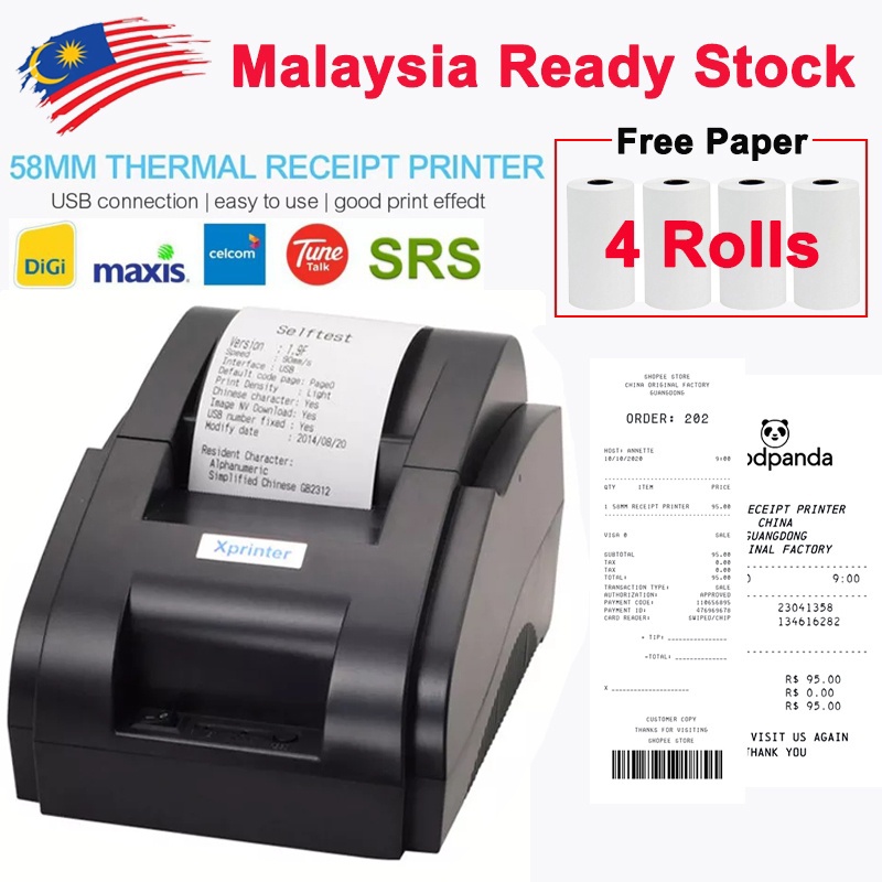 XPrinter XP58IIH 58mm Thermal Printer Cash Receipt POS Portable Mini