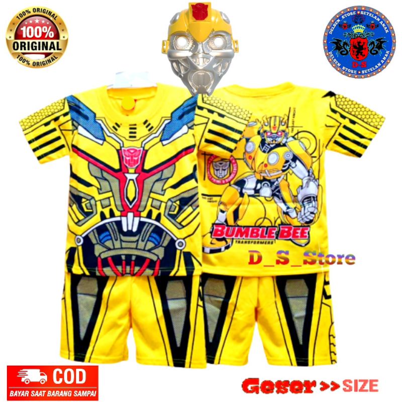 Bumblebee transformers robot Costume Kids Clothes/Short Sleeve