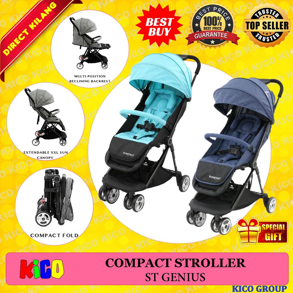 BABY STROLLER SWEET HEART PARIS GENIUS COMPACT STROLLER NEWBORN TO 4