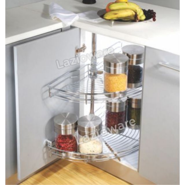 1 set (2 pcs) 180 Degree Corner Swivel Rotating Revolving Kitchen