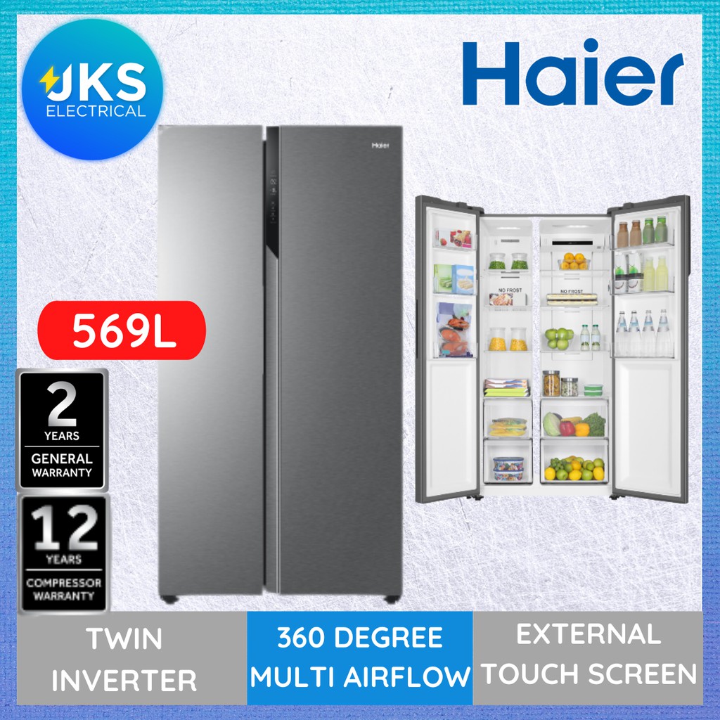 HAIER 569L Side By Side Twin Inverter Refrigerator Fridge HSR3918FNPG Peti Ais Peti Sejuk 冰箱