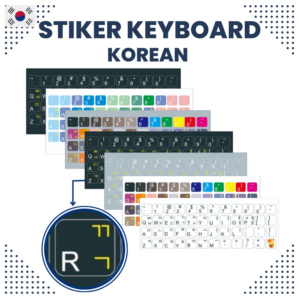Korean Alphabet Letter Stickers Waterproof For Laptop keyboard