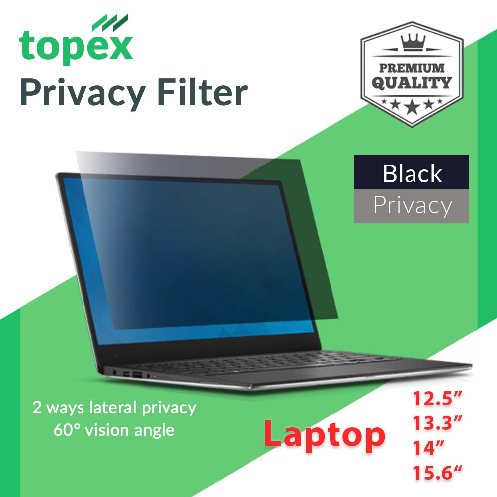 Topex Black Privacy Screen Filter For Laptop 12.5 / 13.3 / 14 /15.6