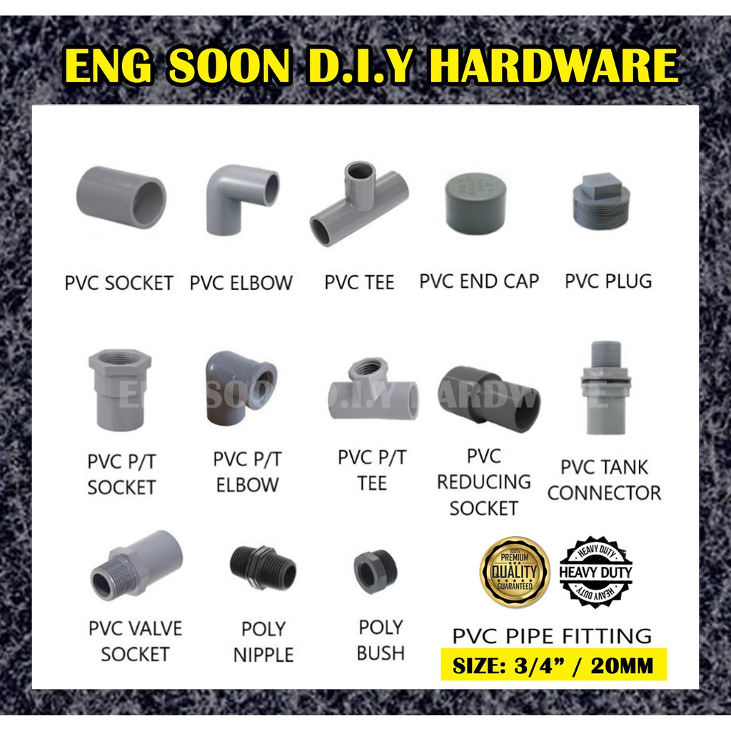 [READY STOCKS] 20mm ( 3/4 " ) Brand New Quality PVC Pipe Fittings