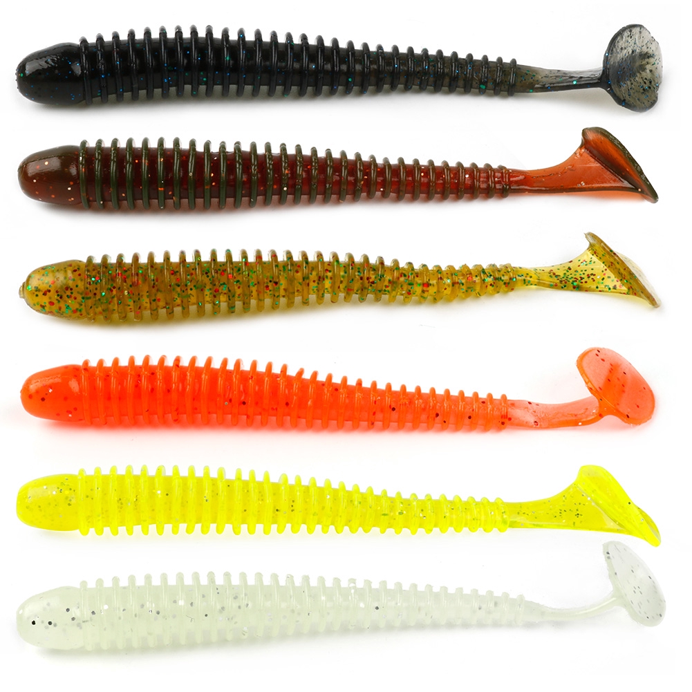 Artificial Tail Soft Walleye Lures Swim Baits Fishing Worms (6 Pcs