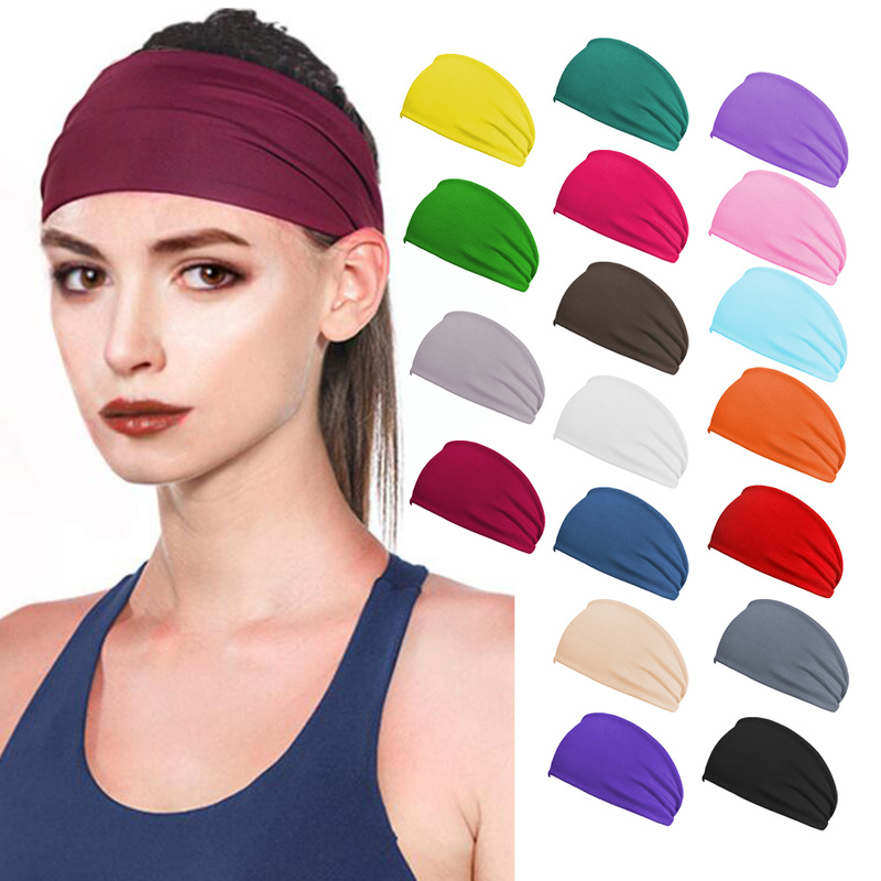New Sports Headband/ Women Men Yoga Sweatband Solid Color Elastic Hair