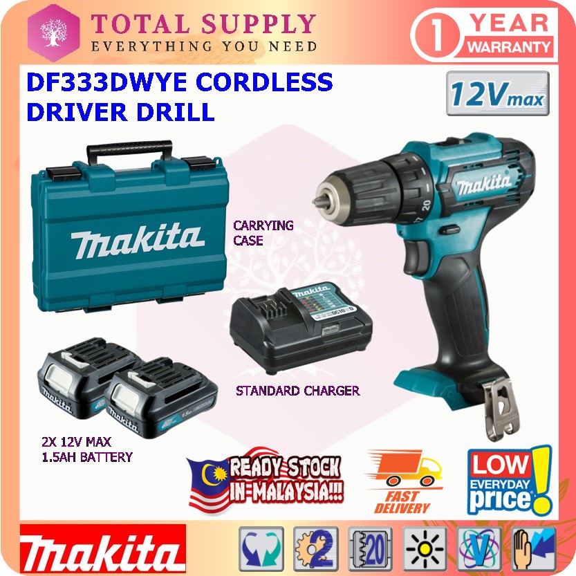 DF333DWYE MAKITA 10 mm (3/8") 12v Max Cordless Driver Drill - DF333DZ