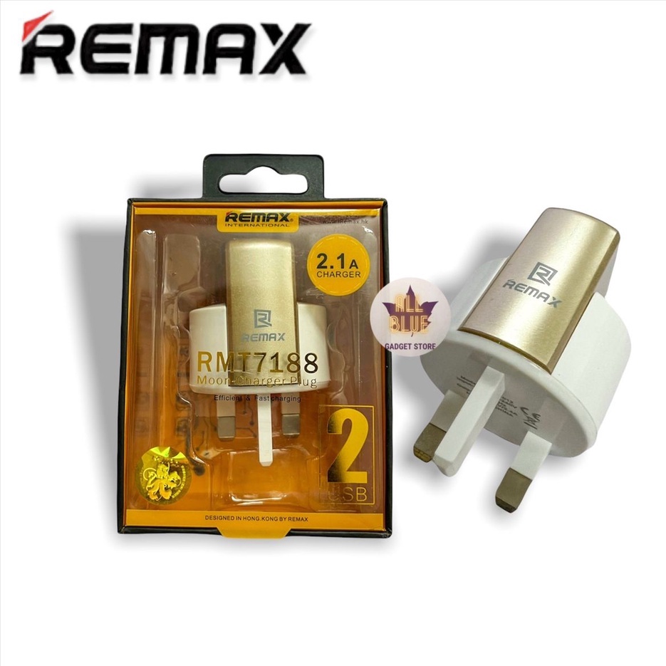 Remax Moon Series RMT7188 Dual USB Charger Adapter 3pin Plug 2.1A