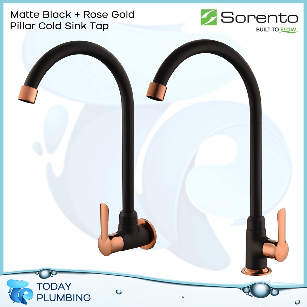 Sorento Kitchen Sink Cold Tap Matte Black Rose Gold SRTWT5847RG