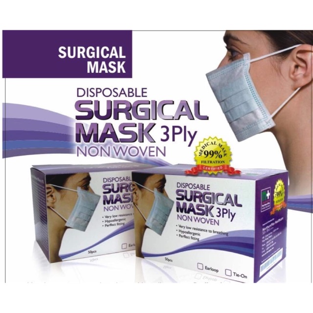 Surgical Medical Grade Face Mask 3PLY 50pcs Shopee Malaysia