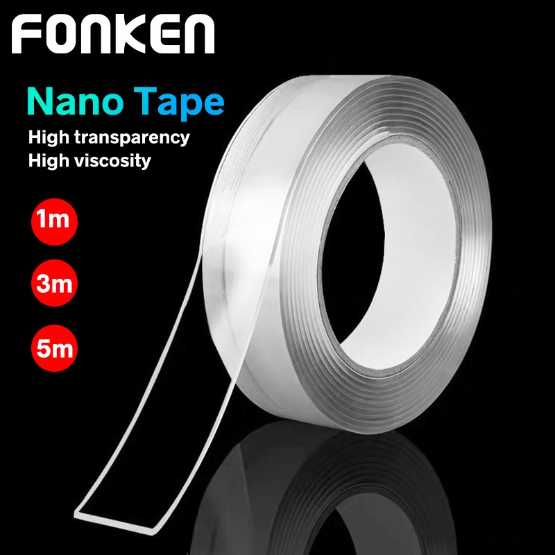 Fonken 1M/3M/5M Nano Tape Traceless Washable Adhesive Tape Reusable