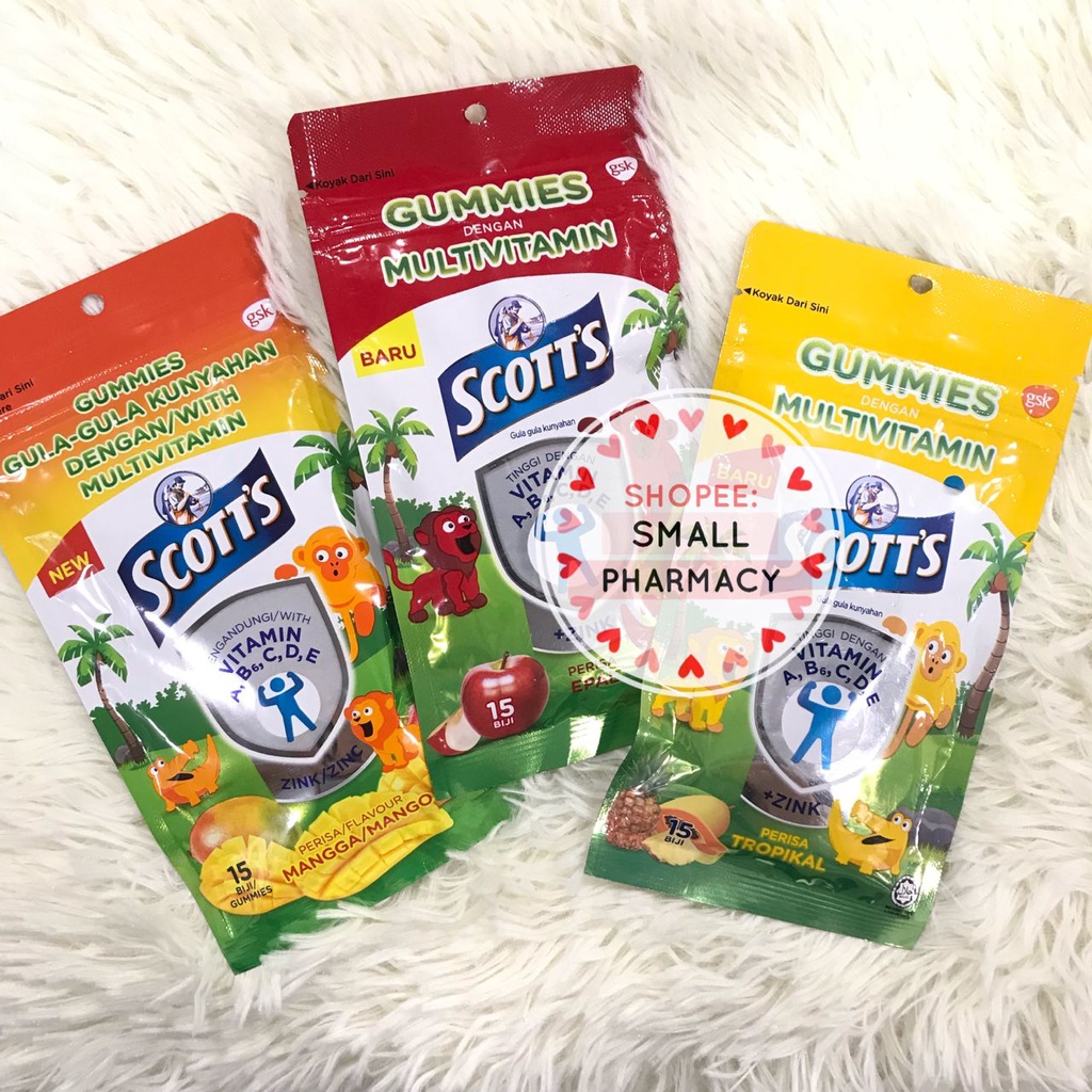 Scott's Multivitamin Gummies Apple / Tropikal / Mango 15s vitamin A, B