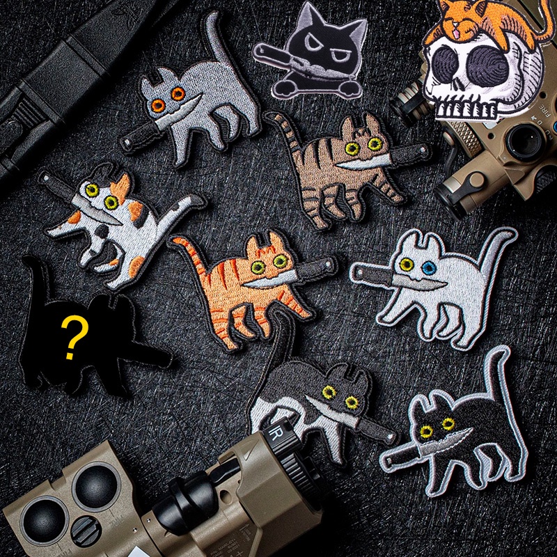 [Customized Velcro with Picture] What bad thoughts do cute cats have? 3D Embroidered Velcro