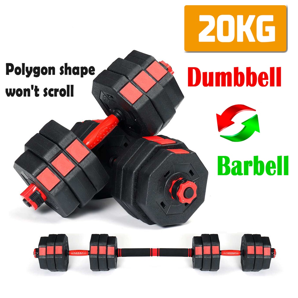 20KG NEW Polygon Dumbbell & Barbell kettlebell 2 in 1 Dumbbell Set