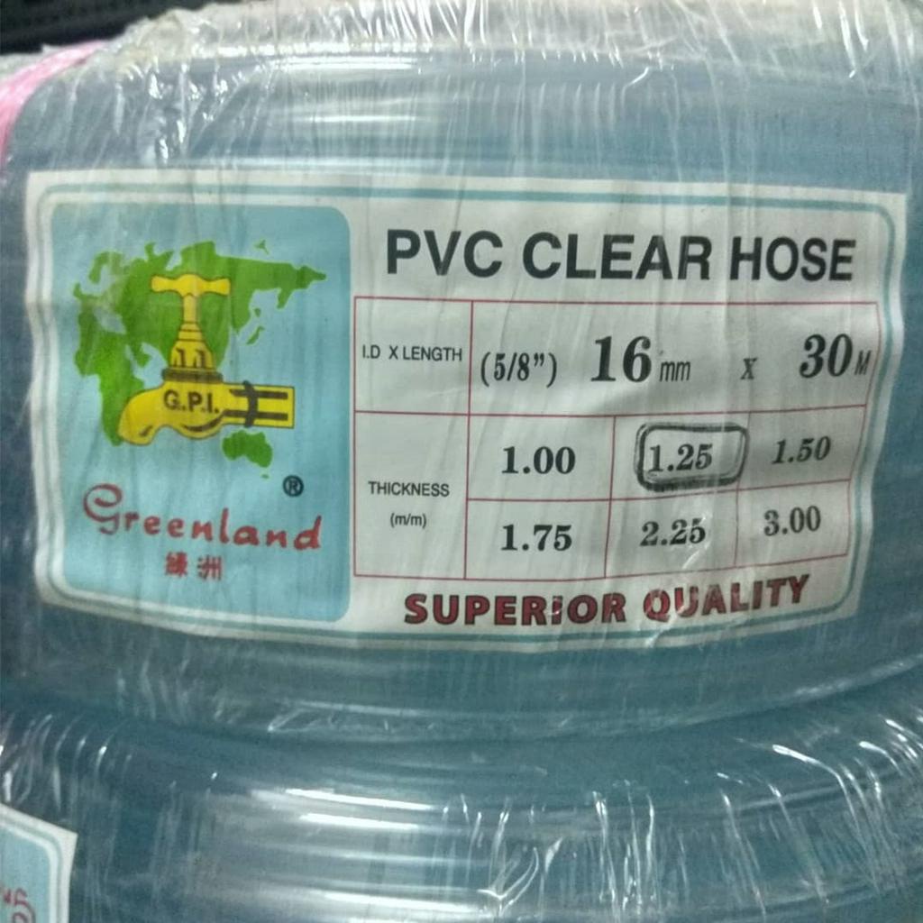 5/8 Inch (16mm) x 1.25mm x 30Meters PVC Clear Hose Pipe For Water