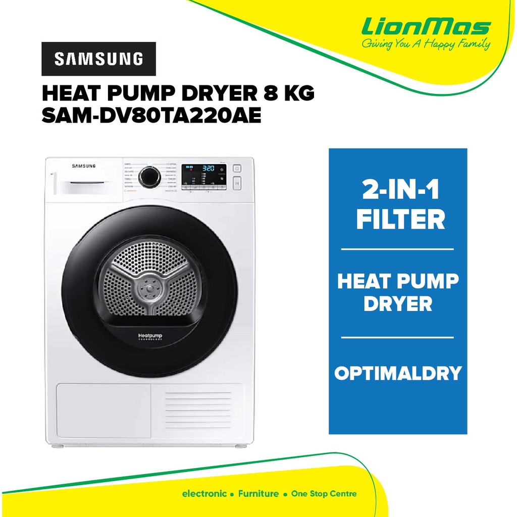 SAMSUNG Heat Pump Dryer 8kg DV80TA220AE Shopee Malaysia