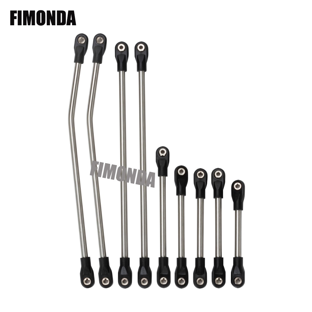 Carbon Fiber LCG Chassis Accessories Stainless Steel Links Set Suspension Steering Linkage for 1