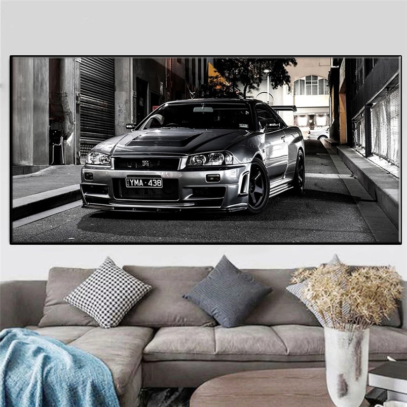 Modern Art Canvas Painting HD Print Frameless Sports Car Nissan Skyline