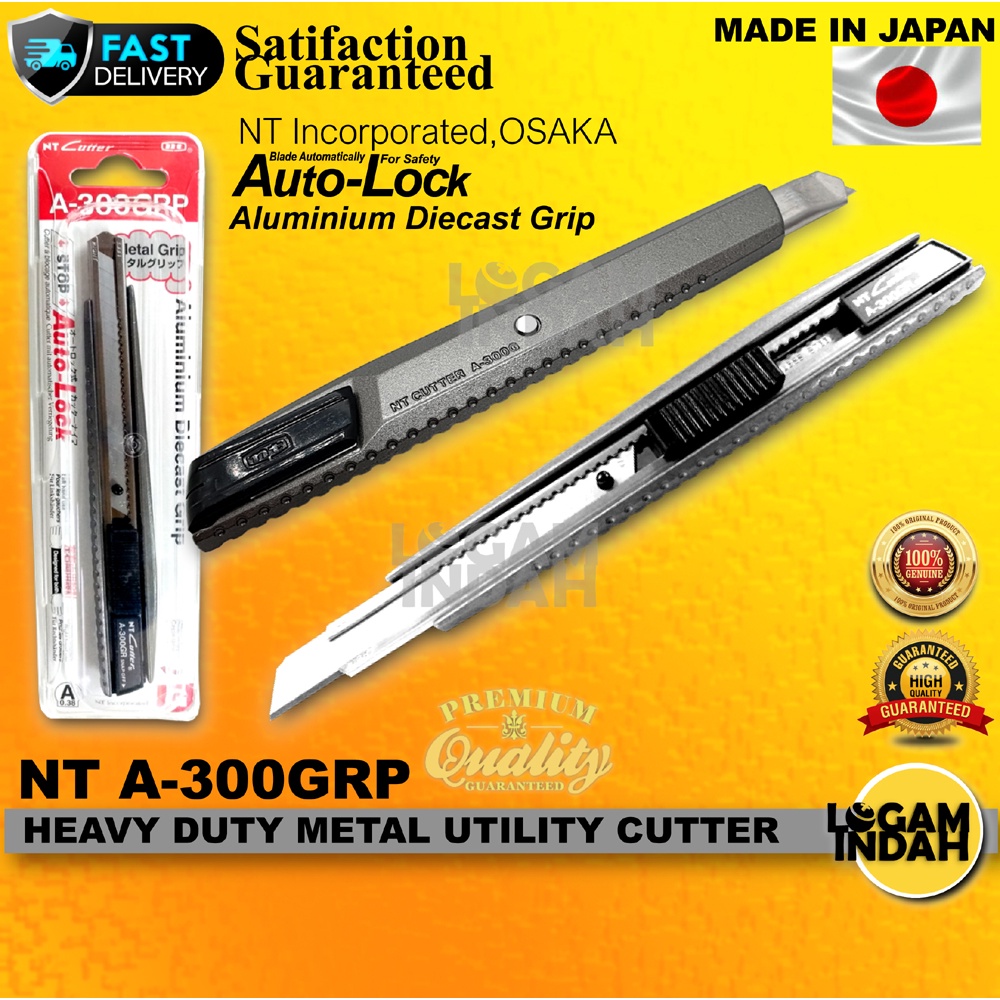NT CUTTER A300GRP HEAVY DUTY ALUMINIUM GRIP UTILITY CUTTER / UTILITY