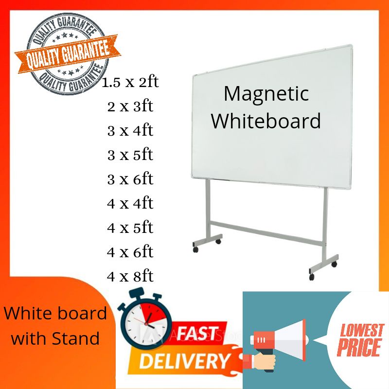 Easy Clean Full Set White Board With Stand Board Percuma Penghantaran(Full Set
