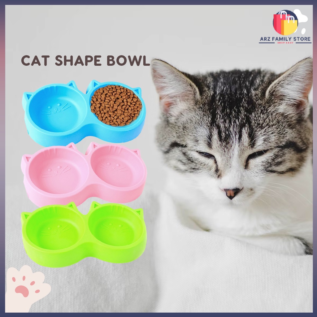 Cat Food Tray Cat Shape Dual Pet Bowl Double Pet Feeder Bowl Pet Food