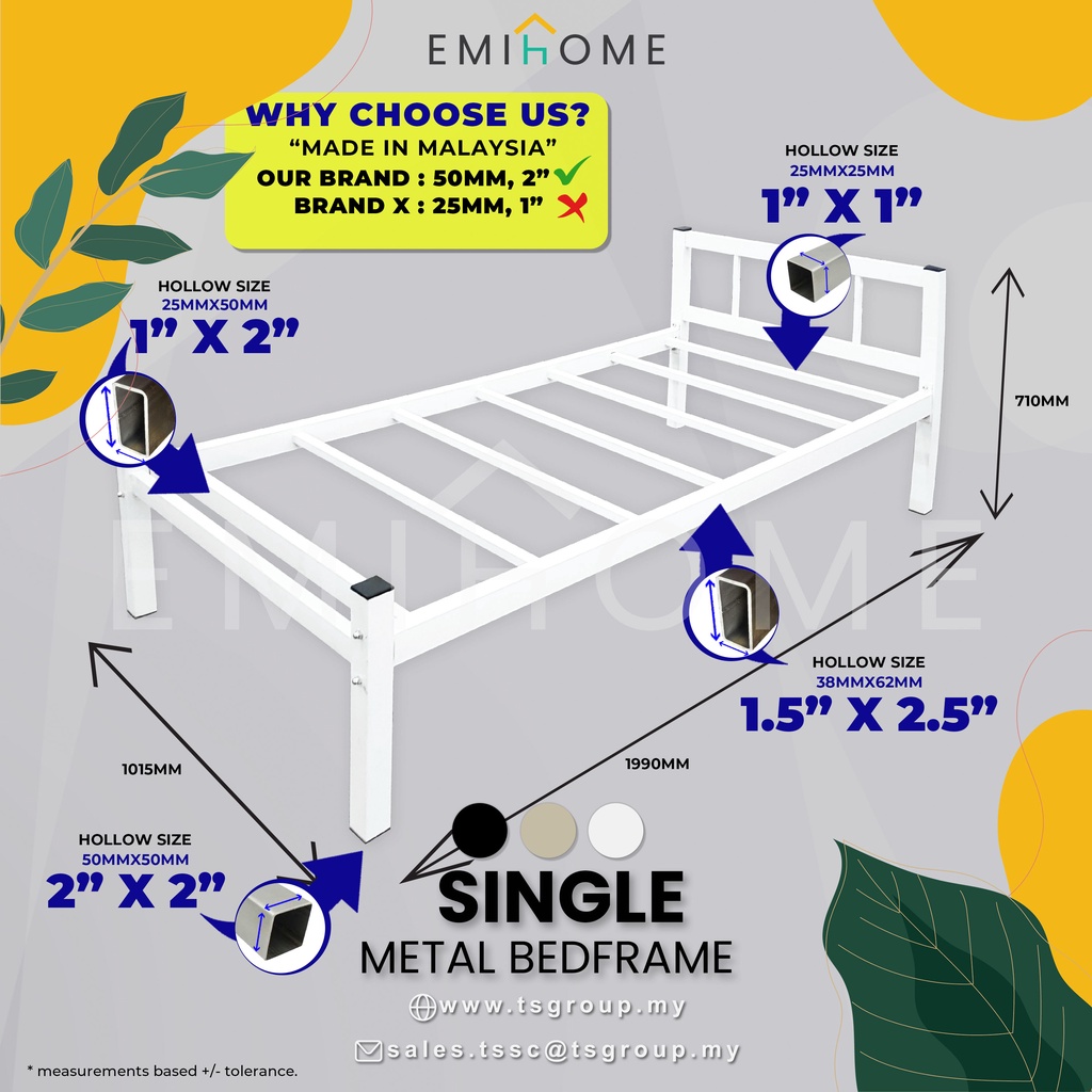 EMIHOME Solid Single Steel Bed Frame Extra Thick Steel Shopee Malaysia