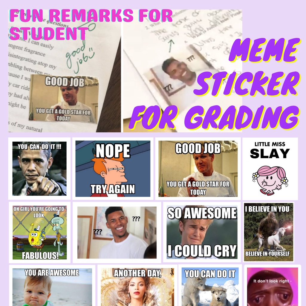 Teacher Meme Stickers for Students Paper Grading Funny Hot Trendy Tik