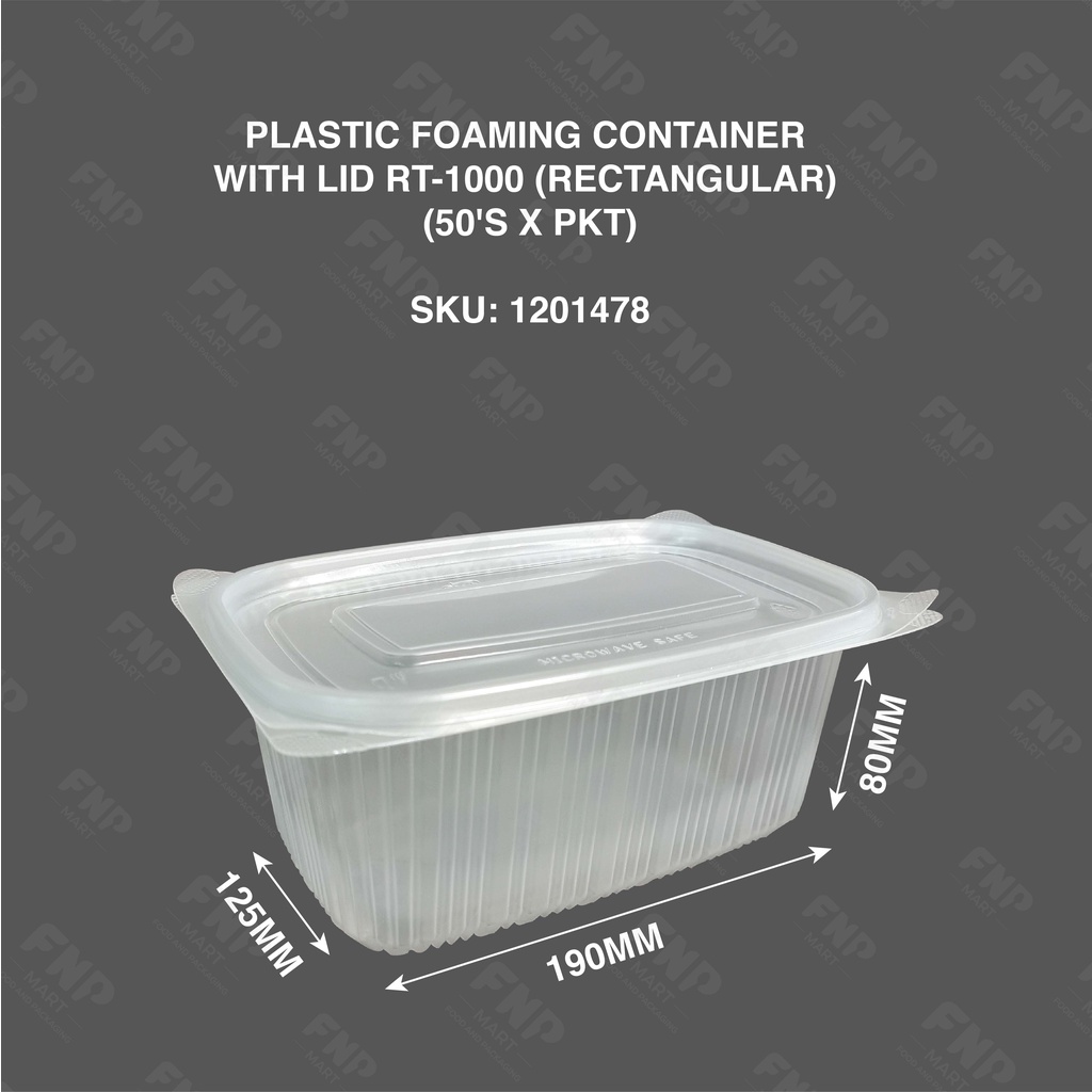 PLASTIC FOAMING CONTAINER WITH LID RT1000 (RECTANGULAR) Shopee Malaysia