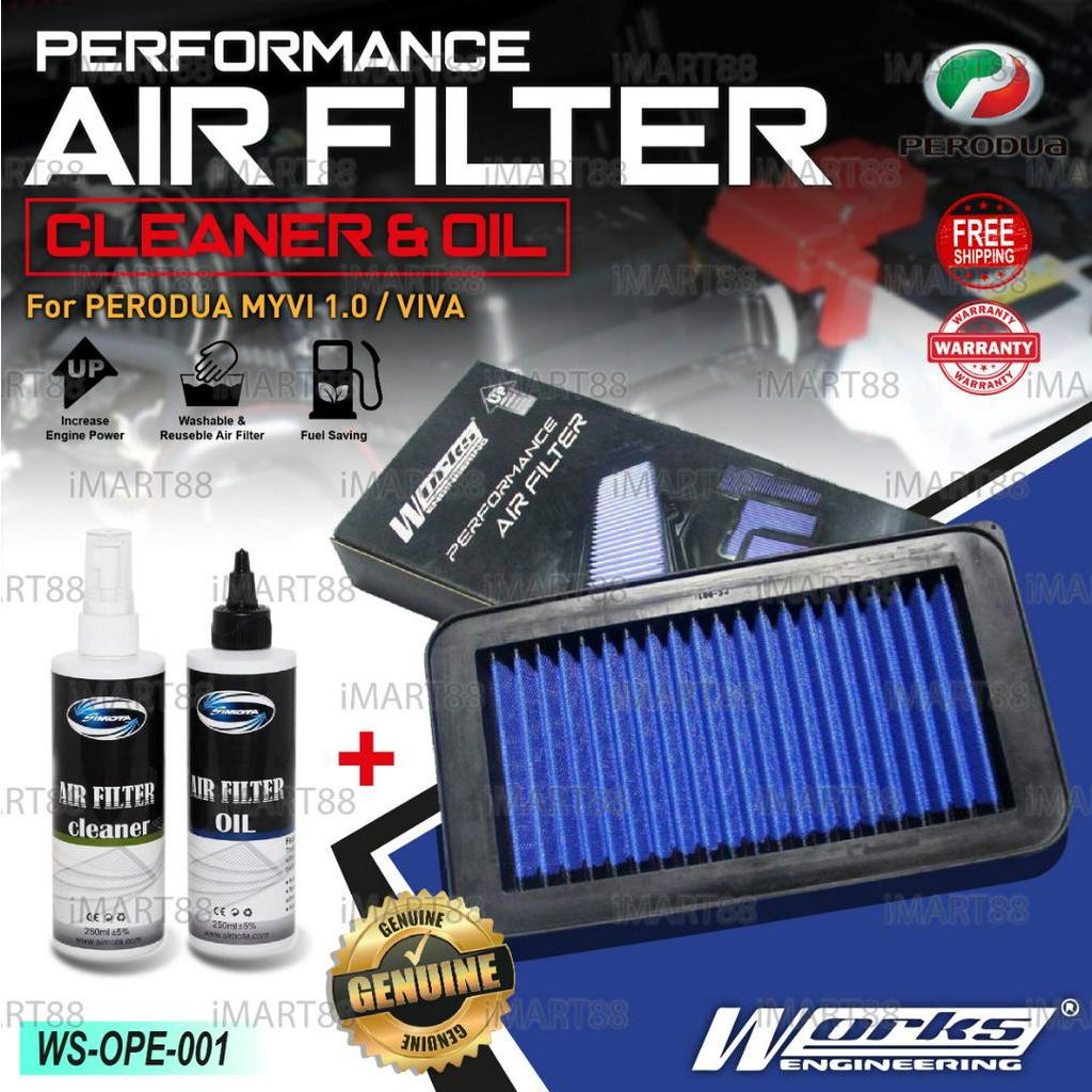 Works Engineering Air Filter + Cleaner Kit Perodua Axia Bezza 1.0 1.3