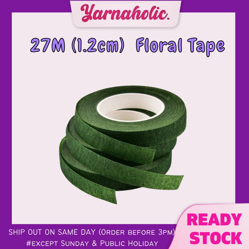 (27M) 1.2cm Green Floral Tape /Pelilit Floral Tape Hijau Shopee Malaysia