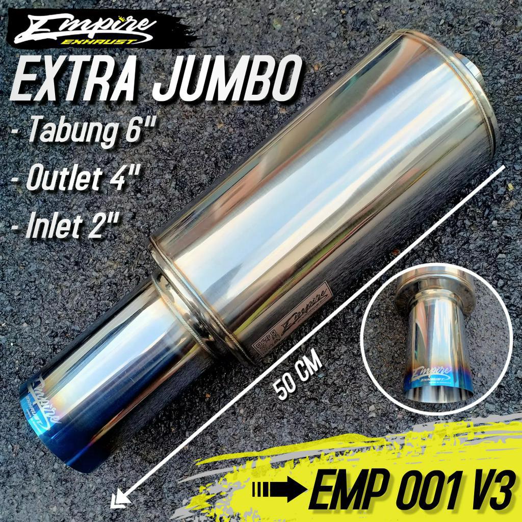 Emp001 V3 EXTRA JUMBO Car Exhaust Bass Round Muffler Stainless Empire