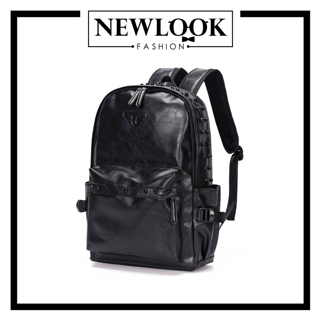 Men's And Women'S Plain PU Leather Backpack With Soft Personality FORM
