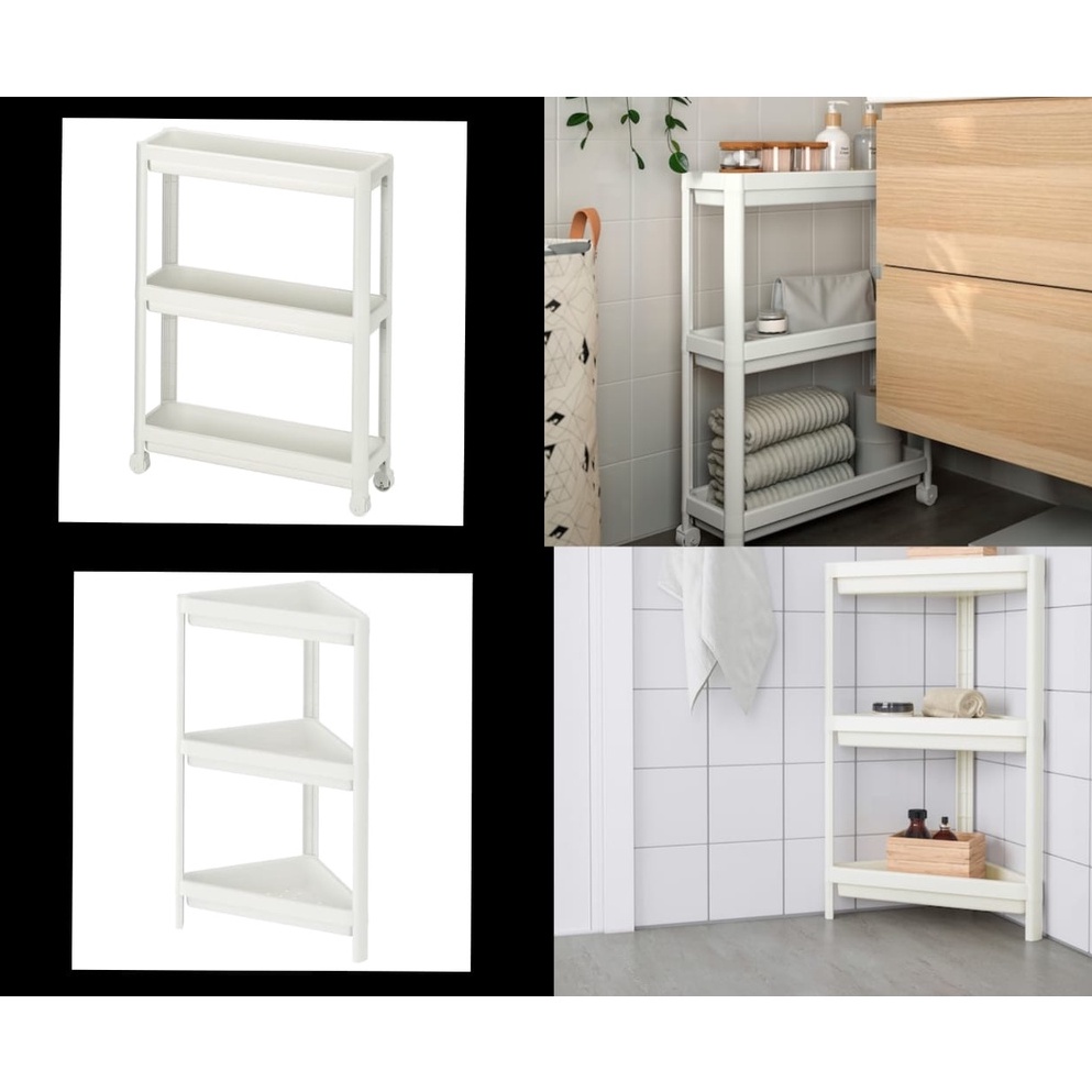 IKEA VESKEN Corner shelf unit & VESKEN Trolley (unit para penjuru