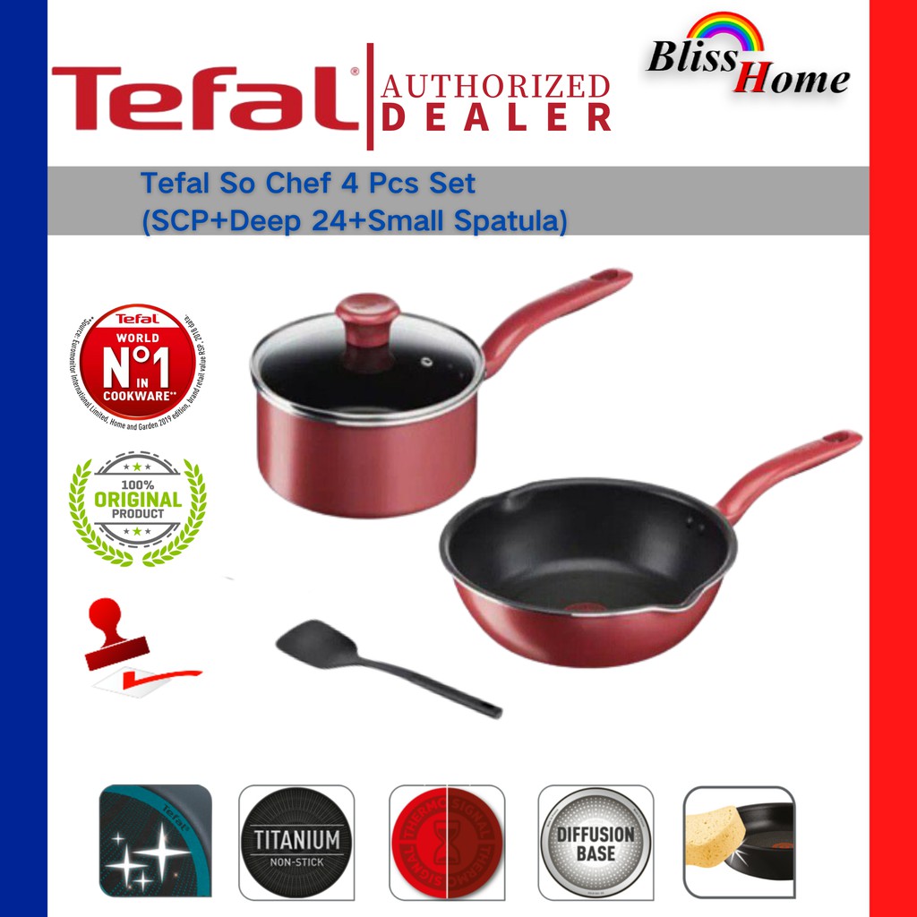 Tefal So Chef 4 piece Non Stick Cookware Set G135S4 Induction Pan Pot