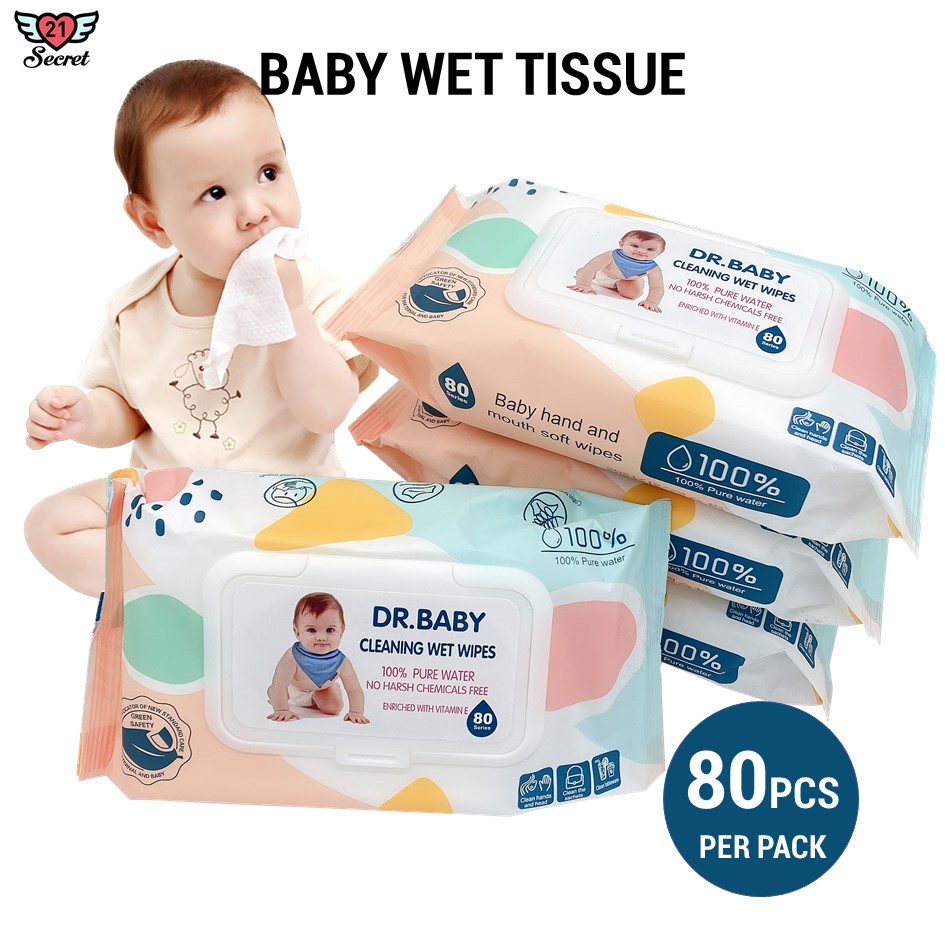80pcs Non Alcohol Baby Wipes Baby Wet Tissue Anti Bacterial Alcohol