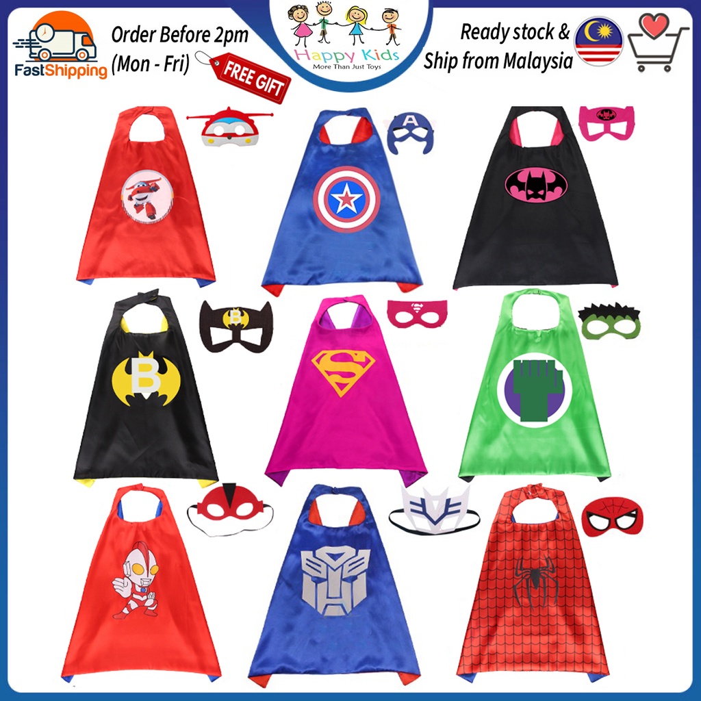 [Happy Kids] Kids Halloween Costume Cape Mask Birthday Superhero