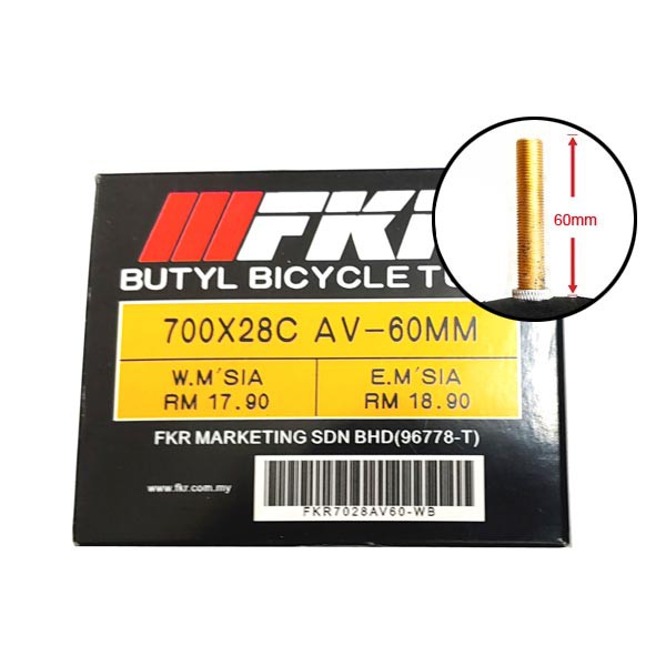 FKR 700x25c / 700x28c 60mm long valve Fixie Road Bike Bicycle Butyl