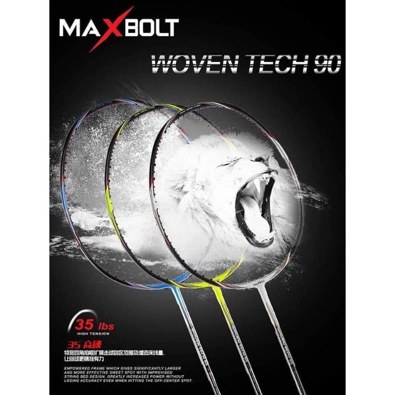 Racket Badminton MAXBOLT WOVEN TECH 90 [3in1 PRICE] INCLUDED STRING