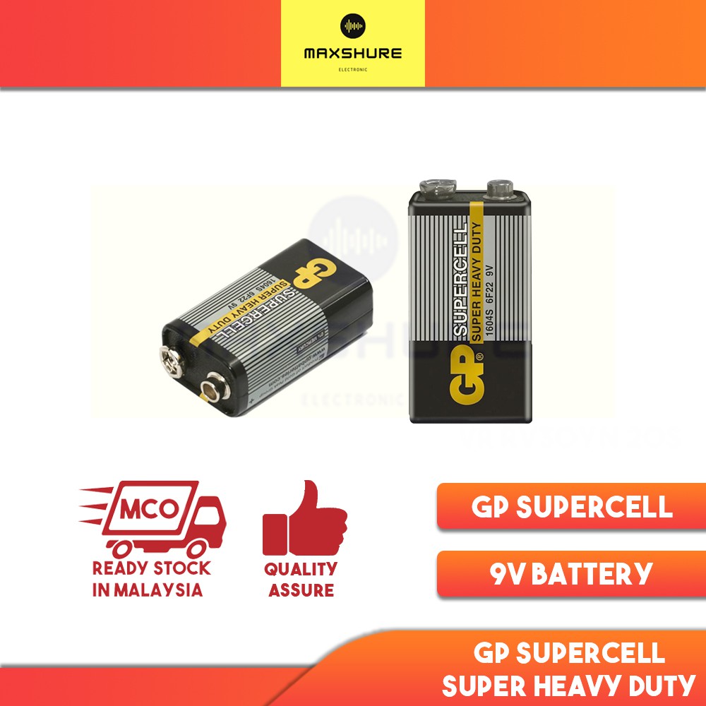 [MaxShure] GP SUPERCELL Series GP1604S 9V Battery SUPER HEAVY DUTY for