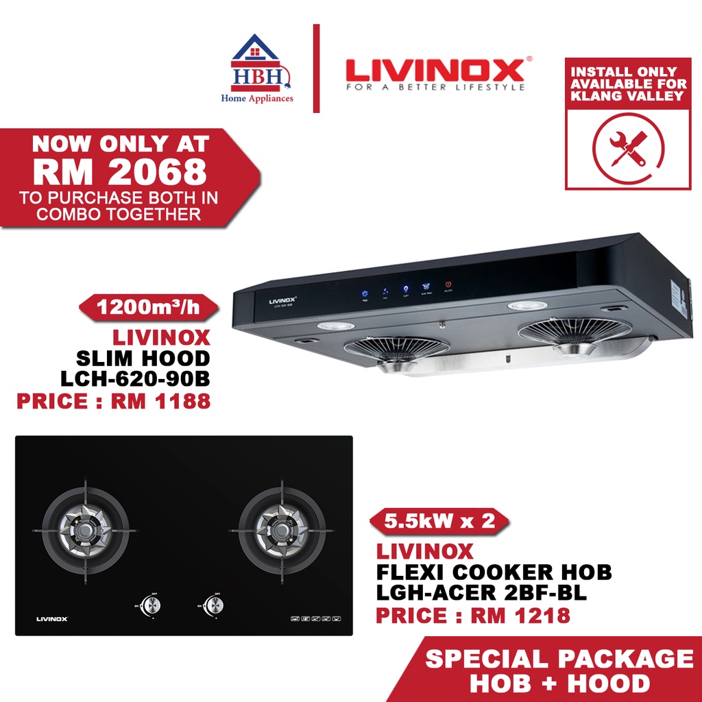 Livinox Multifunction Cooker Hood LCH62090B + Livinox 3D Rapid Flexi